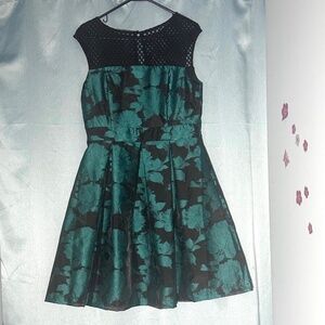 Holiday dress black and emerald green